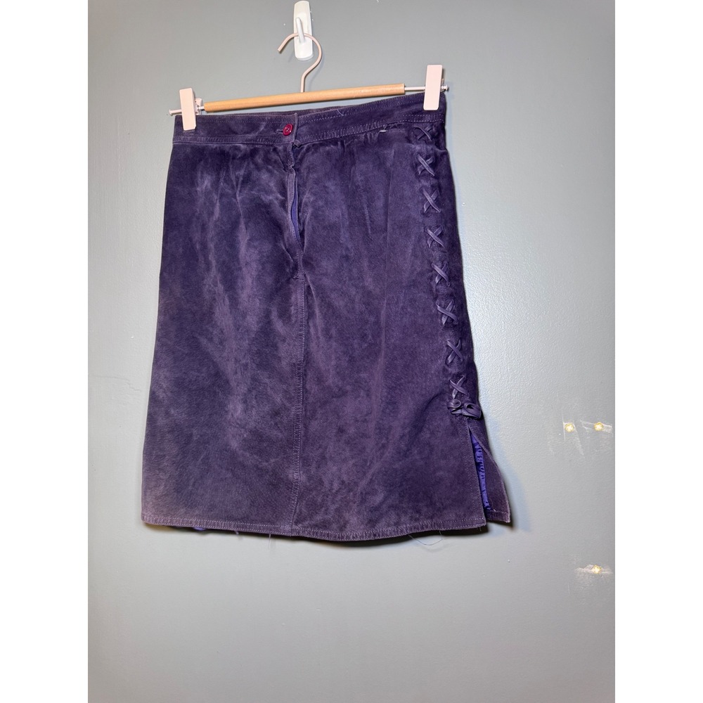 Emanuel Ungaro Parallele Paris Purple Suede Lace Up Mini Skirt Vintage Size 12
